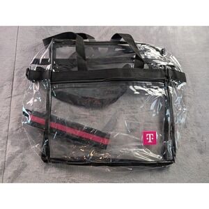 T-Mobile Clear Stadium Tote Bag PVC Travel Messenger Shoulder Bag Pink Black